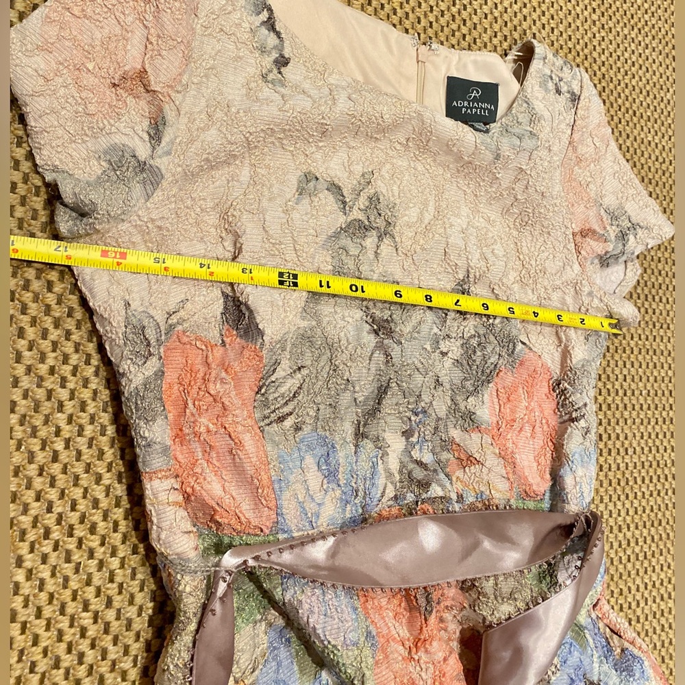 Adrianna Papell Floral Dress with Satin Waistband size 10 - Picture 7 of 14